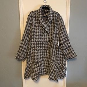 Double Breasted Houndstooth Winter Coat
